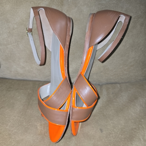 Boden Orange & Brown Ankle Strap Flat Leather Sandals Size (39) 8M US - Picture 10 of 14